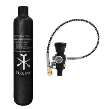 Imagem de TUXING Tanque de ar 4500Psi Pcp 0,58L 36Cu em tanque HPA de fibra de carbono de 580cc, cilindro de gás, caça de paintball para pistola de rifle de ar PCP Daystate e rosca FX M18 * 1,5 (válvula de