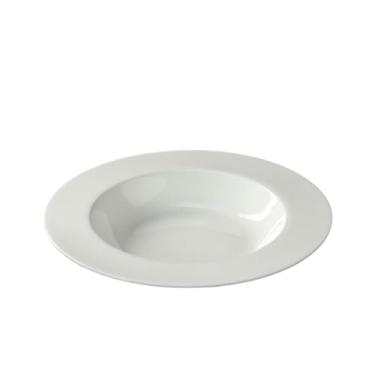 Imagem de Louça de cerâmica branca pura, cor sólida doméstica simples - um prato de chapéu de palha branco puro de 23 cm