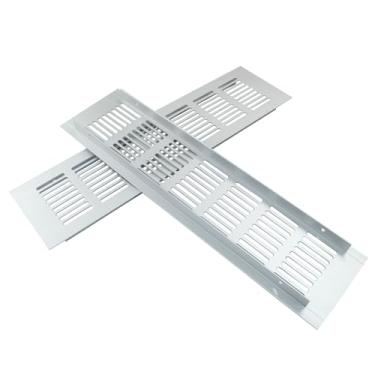 Imagem de Hordion Pacote com 2 Grelhas de Ventilação Louvered, Grade de Alumínio Retangular de 21,8 x 7,1 cm com Parafusos de Montagem para Armários Roupeiros Cozinhas Banheiros, Prata