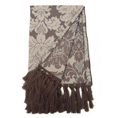 Imagem de Manta Xale Decorativa Para Sofá Marrom e Bege 2,40m x 1,80m - MENEDECO