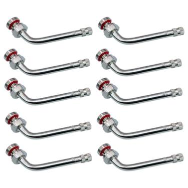 Imagem de Hastes de válvula de pneu de caminhão, TR545D adaptador de extensão de haste de válvula de dobra de 60° compatível com rodas de alumínio Alcoa de 57 cm 62 cm furo de aro de 9,7 mm (pacote com 8),