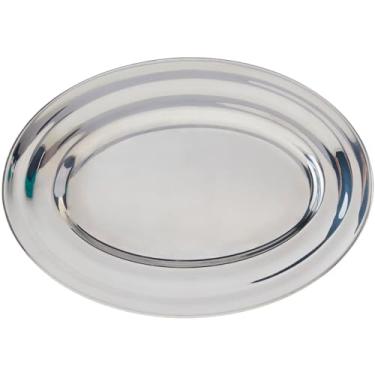 Imagem de Bandeja Travessa Oval Rasa Inox Bar Restaurante Casa 35cm
