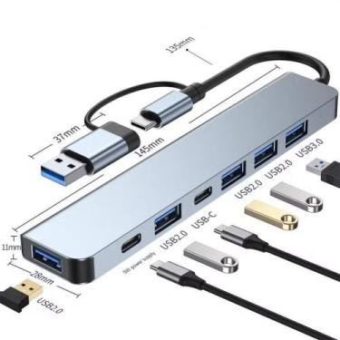 Imagem de Hub USB C Adaptador Extensor 8 Em 1 Com Leitor de Cartão SD TF Usb 3.0