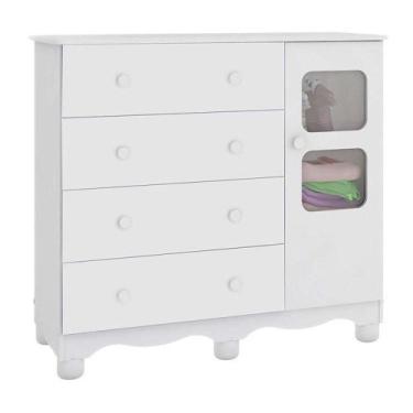 Imagem de Cômoda Infantil Uli New 1 Porta e 4 Gavetas - Móveis Peroba, Branco Br