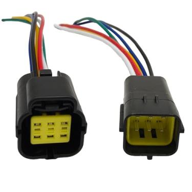 Imagem de 2 conjuntos de conectores elétricos impermeáveis de 6 pinos, cabo de trança macho e fêmea de 1,8 mm para carro, motocicleta, caminhões, barcos, reboques