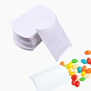 Imagem de icyhey 40 caixas de presente de travesseiro com janelas, caixa de embalagem de mini travesseiro de papel kraft, caixa de lembrancinha criativa dobrável (branco-1)