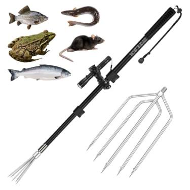Imagem de SAN LIKE Arpão de pesca arpão lança gaff gig gaff gancho de garfo para sapo bengala touro sapo bufo linguado gelo peixe ferramenta de remoção de armadilha (cinza, 4 pés)
