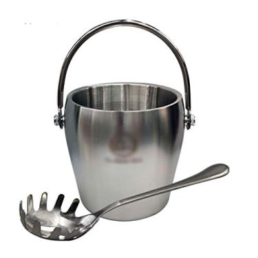 Imagem de Balde de gelo para festas bar de dois andares festa cerveja coquetel balde de gelo aço inoxidável restaurante balde de champanhe casa bebida balde de gelo com alça clipe de gelo recipiente balde de