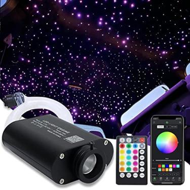 Imagem de AMKI Luzes de fibra óptica de 16 W, kit de luz Starlight Headliner APP/controle remoto modo ativado por som para decoração de carro e casa, fios de cabo de fibra óptica 0,75 mm/0,03 pol. 13,1 pés/4 m