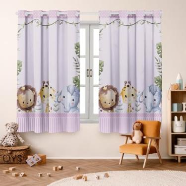 Imagem de Cortina Infantil Decorativa, 200x150cm, Poliéster Estampado, para Quarto e Sala, 2 Peças (SAFARI KIDS ROSA)