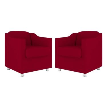 Imagem de Kit 2 Poltronas Bia Decorativa Reforçada Recepção Clinica Salão Sala De Estar Suede