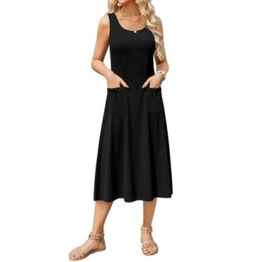 Imagem de Vestido Zeagoo Summer sem mangas, evasê, gola redonda, floral midi