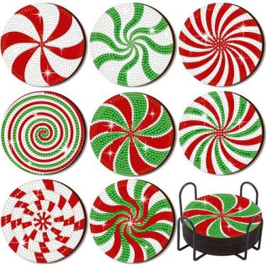 Imagem de Conjunto de porta-copos de arte Perthlin Christmas Diamond de 9,5 cm e