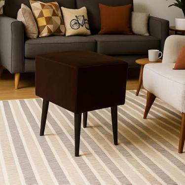 Imagem de Banquetas Quadrada Modelo Pé Removível Tecido de Sued Escrivaninha Puff Banquinho(Pé Ecológico Marrom)