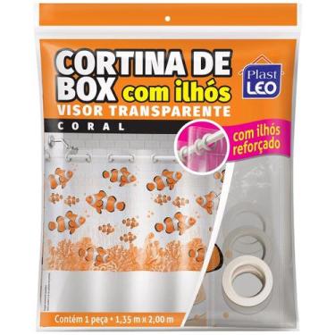 Imagem de Cortina Box Com Visor Transparente Em PVC Para Banheiro Anti Mofo Gram