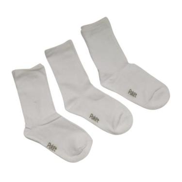 Imagem de Meia Casual Puket Masculina Juvenil Branco, Branco, UN