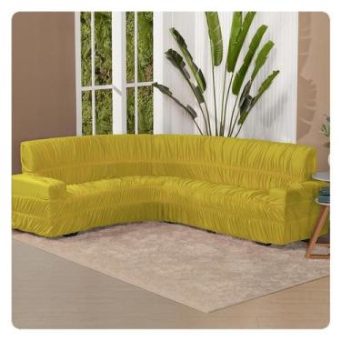 Imagem de Capa para Sofá de Canto 6 Lugares Elasticada Lisa Malha - LENHARO ENXO