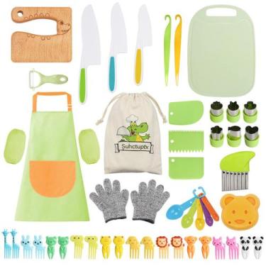 Imagem de Conjunto de cozinha infantil Suhctuptx Crocodile com avental de faca