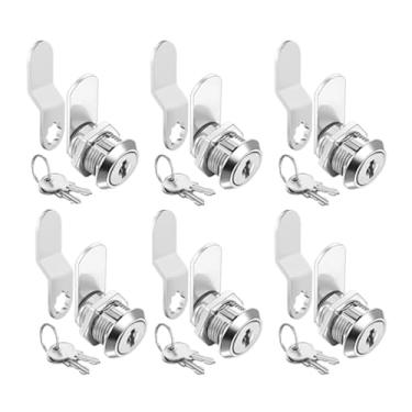 Imagem de Fechaduras de armário de 5/20.3 cm (pacote com 6 unidades, liga de zinco) para caixa de ferramentas, armazenamento de trailer, gaveta de arquivos, trava de chave semelhante à caixa de correio.