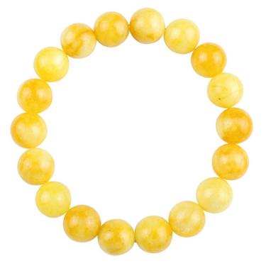 Imagem de Pulseira de âmbar natural de 10 mm, miçangas, 18 peças, amarela para adultos