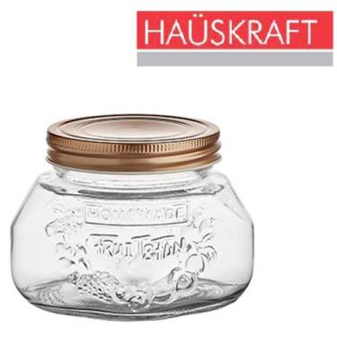 Imagem de Pote De Vidro Relevo Square Com Tampa Hermética Rose Gold - Hauskraft