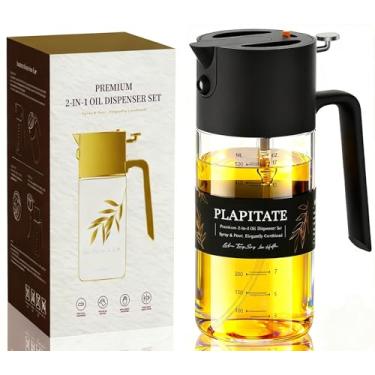 Imagem de PLAPITATE Pulverizador de azeite de oliva premium de 500 ml para cozinhar, frasco dispensador de azeite de oliva 2 em 1 para utensílios de cozinha, frasco de spray com controle de porção para salada