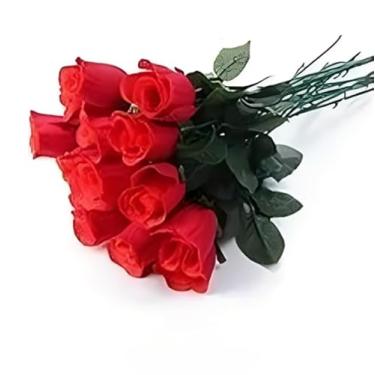 Imagem de 25 Rosas Artificial Botão Vermelho Luxo Dia Das Mães - Buquê Premium para, Namorados e Decoração de Eventos - Beleza Eterna em Botão de Rosa
