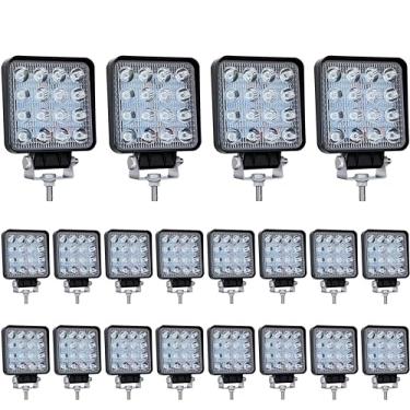 Imagem de SAN YOUNG Barra De Luz Led, 20 Peças 4" 48W Holofotes Quadrados Trabalho Off-Road Leds Pods Para Caminhão, Atv, Suv, Utv, 4Wd, Jeep, Carrinho Barco