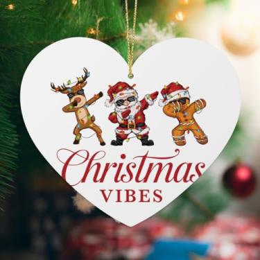 Imagem de Enfeites engraçados de vibrações de Natal, enfeite de gengibre para árvore de Natal, cervo, Papai Noel, enfeites de coração para árvore