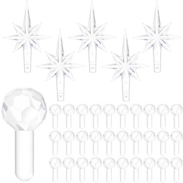 Imagem de Boao 210 lâmpadas de cerâmica para árvore de Natal e enfeites de luz de topo de estrela, redondos e heptagrama, lâmpadas de substituição para decoração de árvore de Natal (transparente)