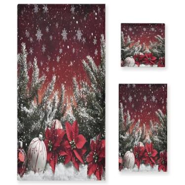 Imagem de Wassud Conjunto de 3 toalhas de banho de bola de Natal, toalhas super macias e absorventes para banheiro, toalhas de banho de secagem rápida, toalha de banho para academia, spa, hotel