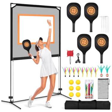 Imagem de Yaofafa Jogo de remo com rede – conjunto completo de esportes ao ar livre e interior com rede de badminton profissional para quintal, parque e quadra - atividade familiar divertida como pickleball e