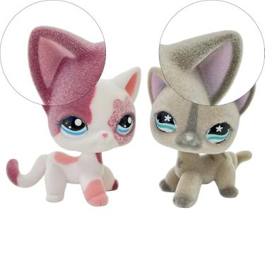 Imagem de 2pcs Custom-Made Flocked Animal Figure Fuzzy Collie Great Dane Dachshund Cocker Spaniel Dog Short Hair cat Old Pet Shop Toy Compatible with LPS Birthday Party Favor