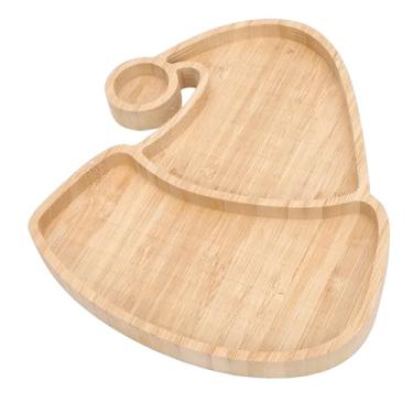 Imagem de YOUTHINK Bandeja de Servir Chapéu de Papai Noel, Prato de Madeira, Peça Central Decorativa de Natal, Material de Madeira de Bambu, Decoração Festiva de Mesa para Casa (7,28 X 8,66 pol.),