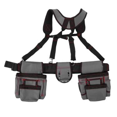 Imagem de Asixxsix Cinto de Ferramentas Profissional Com Suspensórios, Cinto de Trabalho Em Tecido Oxford Resistente Com Vários Bolsos e Alças Ajustáveis, para Construção de Carpinteiro