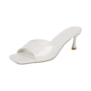 Imagem de Sandálias Pretas De Salto Alto Para Mulheres Moda De Verão Bico Quadra