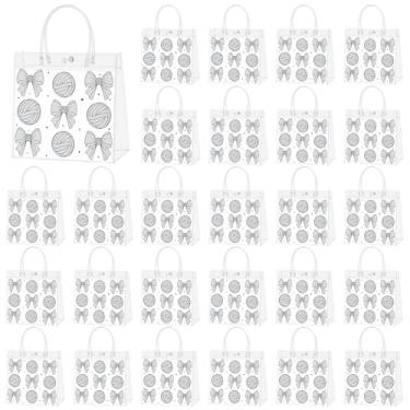 Imagem de MAQUITA 24 sacos de presente de vôlei transparentes com alça de 20 x 20 cm x 7 cm, sacolas de vôlei de plástico, tema esportivo, lembrancinha de festa para lanche de equipe, suprimentos de aniversário