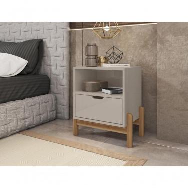 Imagem de Mesa De Cabeceira C- Nicho E Gaveteiro Porta Itens Antares Off White