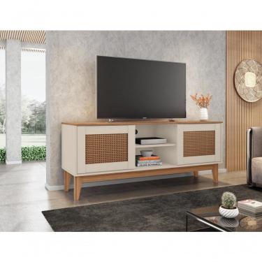 Imagem de Rack Safira 1,35m 2 Portas E Nicho Central C- Prateleira Off White-noce