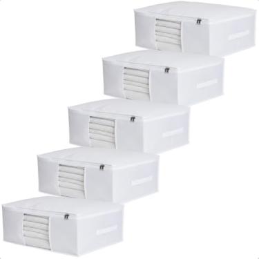 Imagem de Kit 3 Saco Organizador Multiuso G Capa Proterora 60x45x22cm Roupas Cobertor Edredom (Branco)