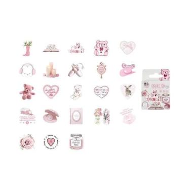 Imagem de Adesivos De PVC De 46 Peças Com Tema De Coelho E Urso Graffiti Rosa Pa