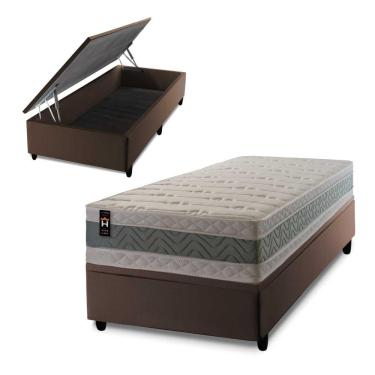 Imagem de Cama Box Baú Oxford 88x188 Marrom Espuma D33 King House
