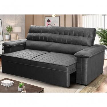 Imagem de Sofá Retrátil Reclinável 2 Lugares Com Molas 1,50m Quantum Suede Velut Cinza - King House