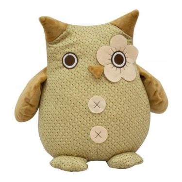 Imagem de Almofada Pelúcia Coruja Corujinha Tecido Bege Pelúcia 32cm - Foffylând