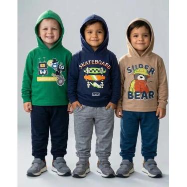Imagem de Kit 3 Conjuntos Moletom Inverno Infantil Menino Com Capuz150 - Fashion
