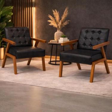 Imagem de Kit 2 Poltrona Zarah material sintético Moderno Sala De Estar Escritór