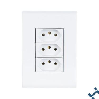 Imagem de Conjunto 42 com 3 Tomadas 2P+T 20 A 250 V Tramontina Liz Branco Cor:Br