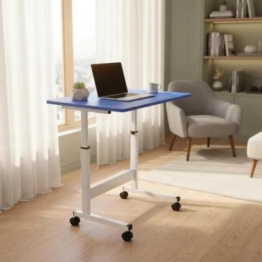 Imagem de Mesa Azul Com Rodinhas Altura Regulável Trabalho Estudo - Yeet