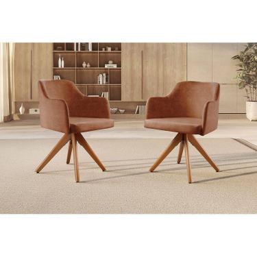 Imagem de Kit com 2 Poltronas Giratória Eros para Sala de Estar Marrom