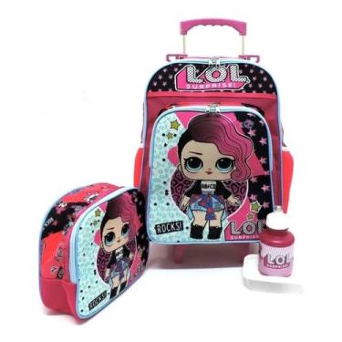 Imagem de Mochila Infantil Escolar Lol Rocks Rodinhas M + Lancheira F4
